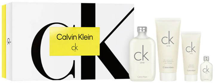 Набір унісекс Calvin Klein Ck One Eau De Toilette Spray 200 мл + Лосьйон для тіла 200 мл + Гель для душу 100 мл + Мініатюра 15 мл (3616302029761) - зображення 1