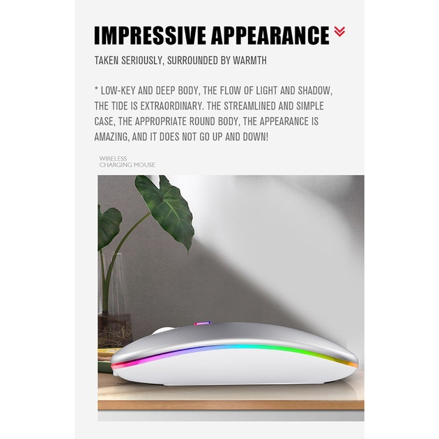 Беспроводная мышка Magic RGB подсветка USB зарядка бесшумная со встроенным аккумулятором Bluetooth+2.4G 297 Черный - изображение 11
