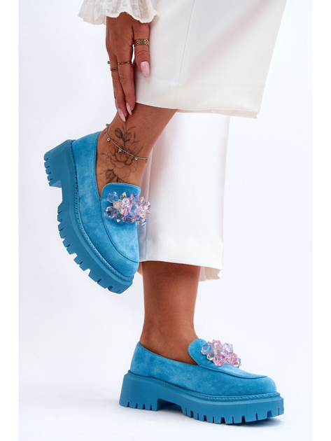 Loafersy damskie na grubej podeszwie Avril 41 Niebieskie (5905677425536) - obraz 3