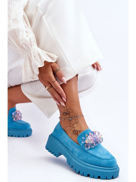 Loafersy damskie na grubej podeszwie Avril 41 Niebieskie (5905677425536) - obraz 4