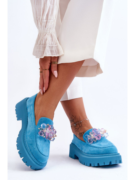 Loafersy damskie na grubej podeszwie Avril 41 Niebieskie (5905677425536) - obraz 6