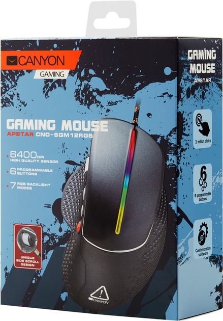 Миша Canyon Apstar GM-12 USB Grey (CND-SGM12RGB) - зображення 5