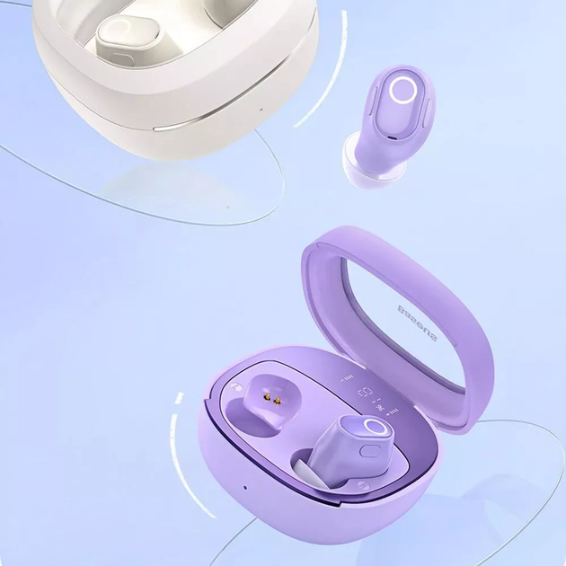 Беспроводные наушники Baseus Wireless Headphones Bowie WM02 TWS+ в кейсе purple (NGTW280105) - Фото 5 Беспроводные наушники Baseus Wireless Headphones Bowie WM02 TWS+ в кейсе purple (NGTW280105) - изображение 5