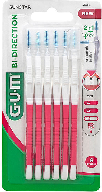 Зубні щітки GUM Bi-Direction Brush 1.2 мм x 6 шт (7630019903394) - зображення 1