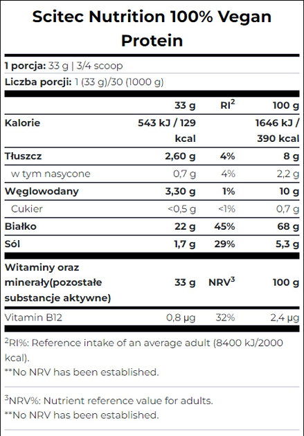 Białko Scitec Nutrition 100% Vegan Protein 1000g Bisquit-pear (5999100022621) - obraz 2