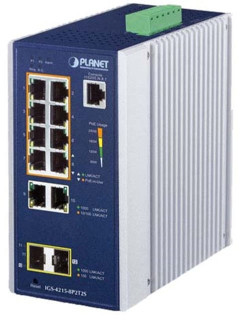 PoE przełącznik sterownica Planet IGS-4215-8P2T2S gigabitowy (IGS-4215-8P2T2S) - obraz 2