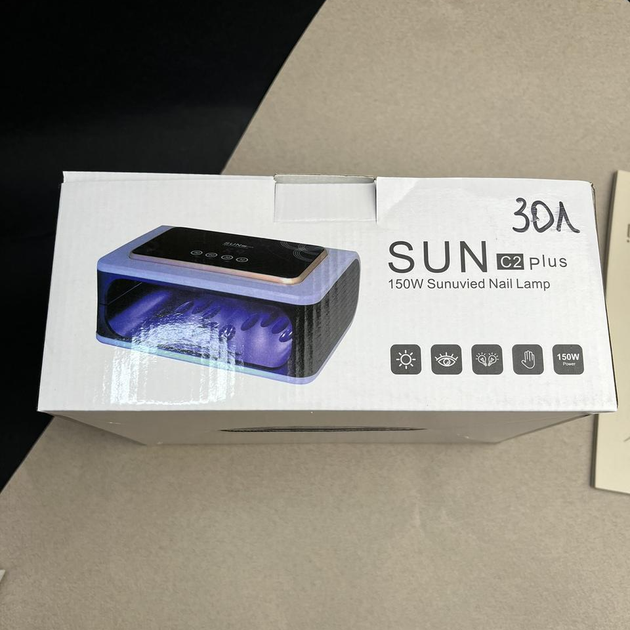 Лампа для маникюра Sun C2 Plus на 150 Вт. 50 лампочек с вентилятором на две руки Синий - изображение 11