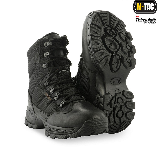 Берці зимові чоловічі тактичні черевики непромокаючі M-tac Thinsulate Black розмір 41 (27 см) високі з утеплювачем - зображення 1