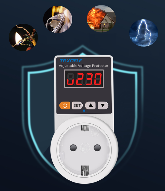 16A 140V~300V регулируемое защитное реле розеточное напряжения [DART.VPE] Отсекатель напряжения TAXNELE - изображение 7