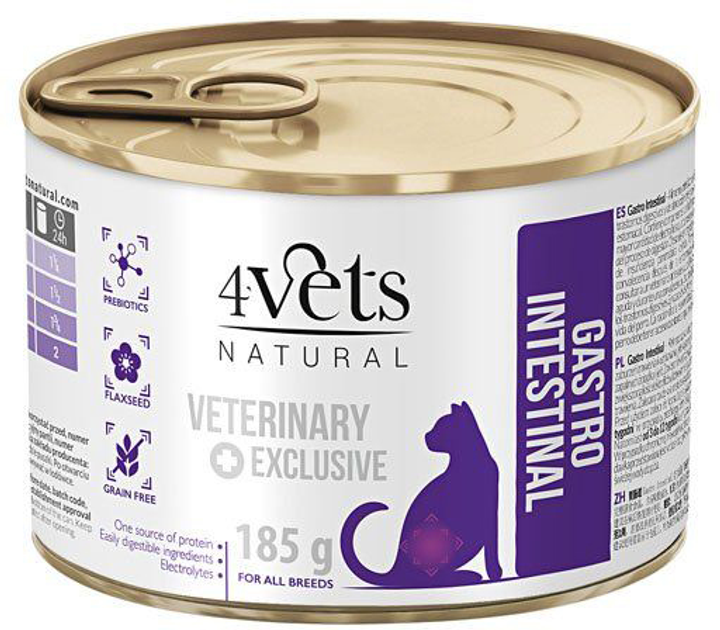 Mokra karma dla kotów 4Vets Natural Gastro Intenstinal Cat 185 g (5902811741316) - obraz 1