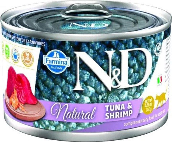 Mokra karma Farmina N&D z tuńczykiem i krewetkami 140 g (8606014107227) - obraz 1
