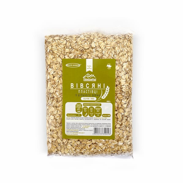 Овсяные хлопья из цельного зерна, без глютена, 400 г, Healthy ...