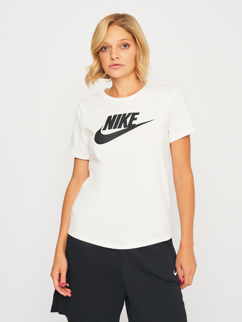Футболка бавовняна жіноча Nike Club Tee DX7906-100 M Біла з принтом (0196154000550) - зображення 1