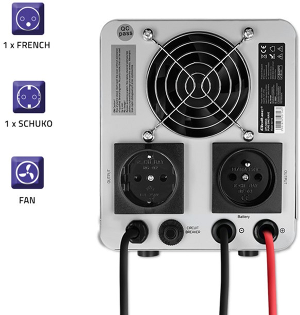 ДБЖ Qoltec Pure Sine Wave 500VA/350W Постійна фаза (50716) - зображення 6