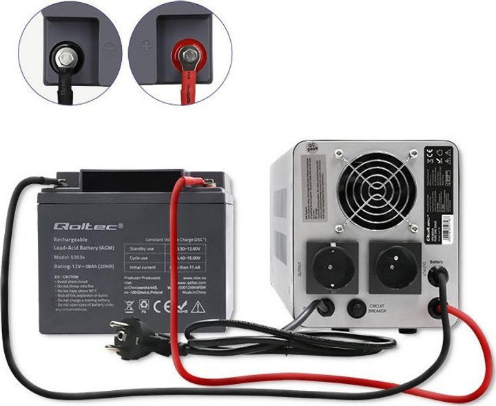 ДБЖ Qoltec Pure Sine Wave 800VA/560W Постійна фаза (50718) - зображення 4