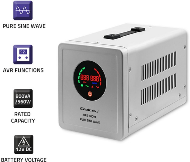 ДБЖ Qoltec Pure Sine Wave 800VA/560W (5901878507200) - зображення 5