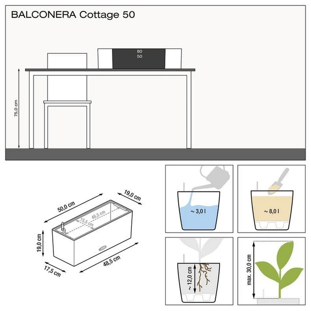 Вазон Lechuza Balconera Cottage 50 песочно-коричневый 8 л - Фото 3 Вазон Lechuza Balconera Cottage 50 песочно-коричневый 8 л - изображение 3