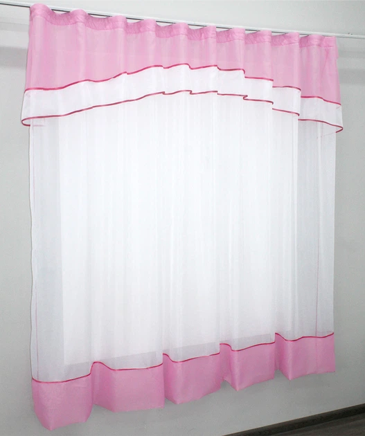 Гардина арка на кухню VR-Textil № 110к білий з рожевим 270х170 см (52-0260) - зображення 2