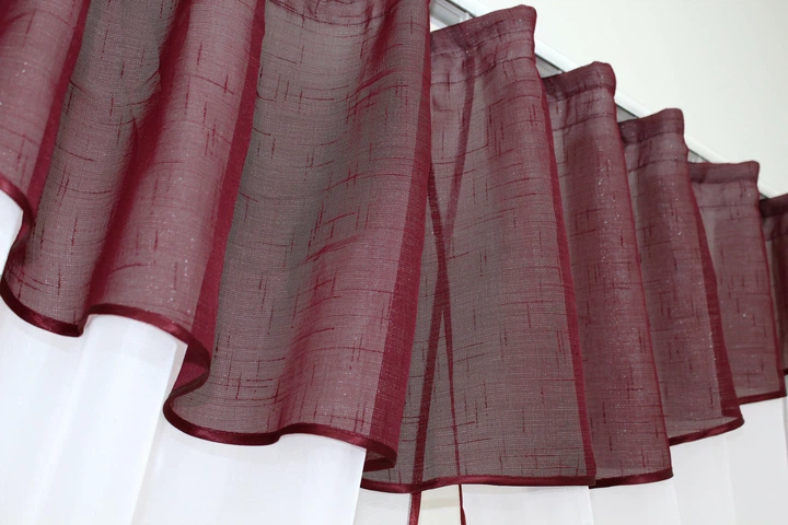 Кухонный комплект VR-Textil № 084к шторки с ламбрекеном бордовый с белым 265х170 см (52-0265) - изображение 3