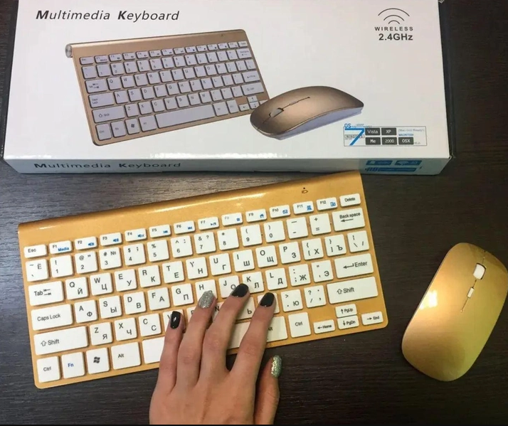 Клавіатура та мишка wireless 902 Бездротова Золота - зображення 8