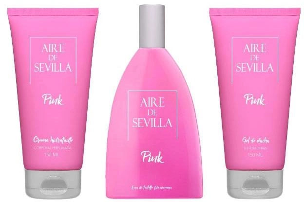 Zestaw damski Aire de Sevilla Pink Eau De Toilette Spray 150 ml + Balsam do ciała 150 ml + Żel pod prysznic 150 ml (8411047136126) - obraz 1