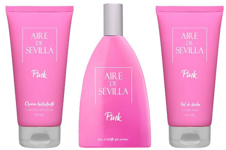 Zestaw damski Aire de Sevilla Pink Eau De Toilette Spray 150 ml + Balsam do ciała 150 ml + Żel pod prysznic 150 ml (8411047136126) - obraz 1