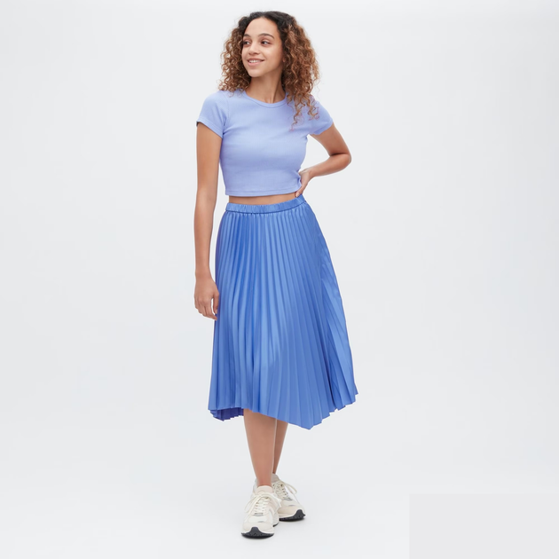Спідниця Uniqlo SATIN PLEATED розмір S блакитна (456442) - Фото 1 Спідниця Uniqlo SATIN PLEATED розмір S блакитна (456442) - изображение 1