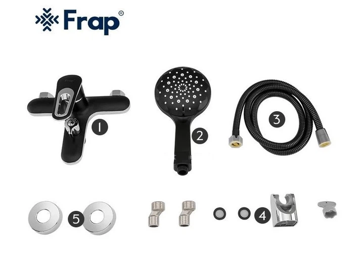 Змішувач для ванни FRAP H49 F3249-6, чорний/хром - изображение 7