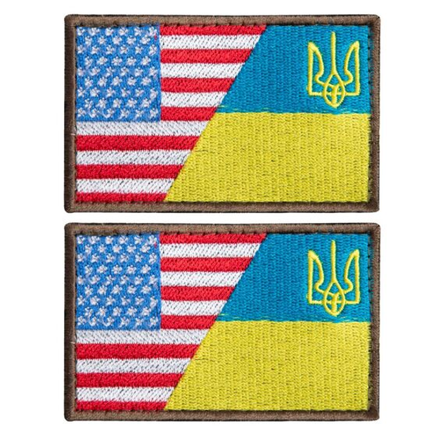Набір шевронів 2 шт з липучкою Прапор України та США 5х8 см - зображення 1
