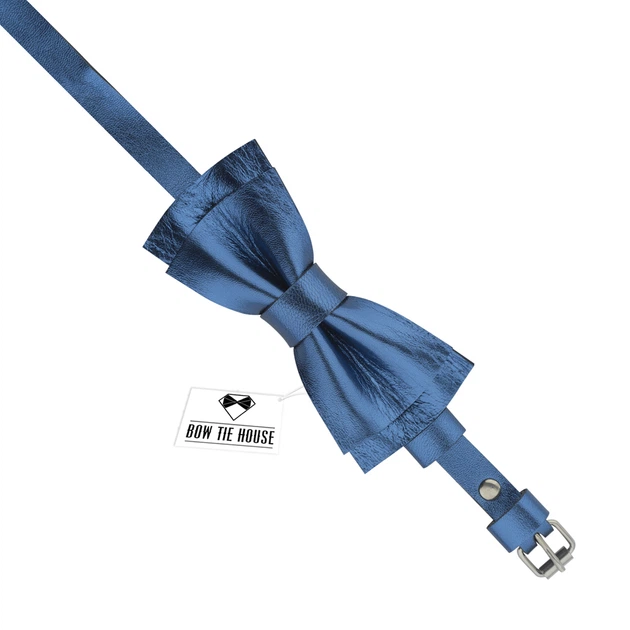 Бабочка Bow Tie House кожаная Silver Blue 10465 - изображение 3
