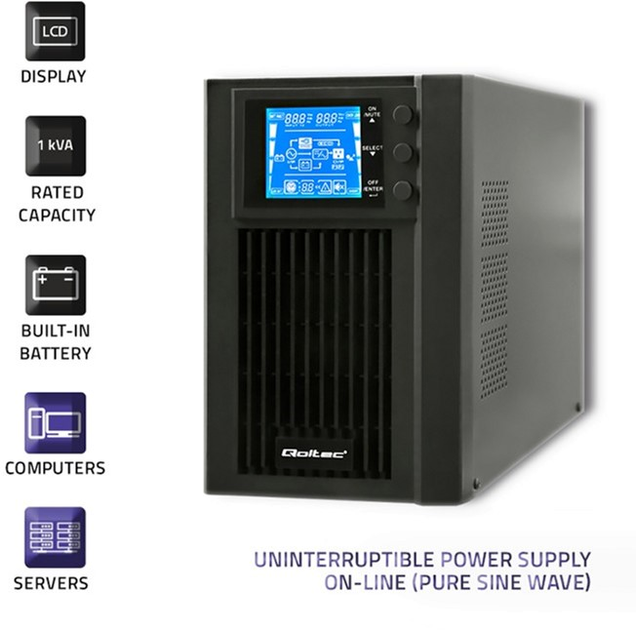 ИБП Qoltec Pure Sine Wave 1000VA/800W (53042) - изображение 4