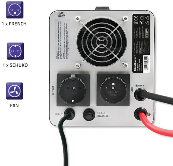 ИБП Qoltec Pure Sine Wave 800VA/560W (5901878507200) - изображение 6
