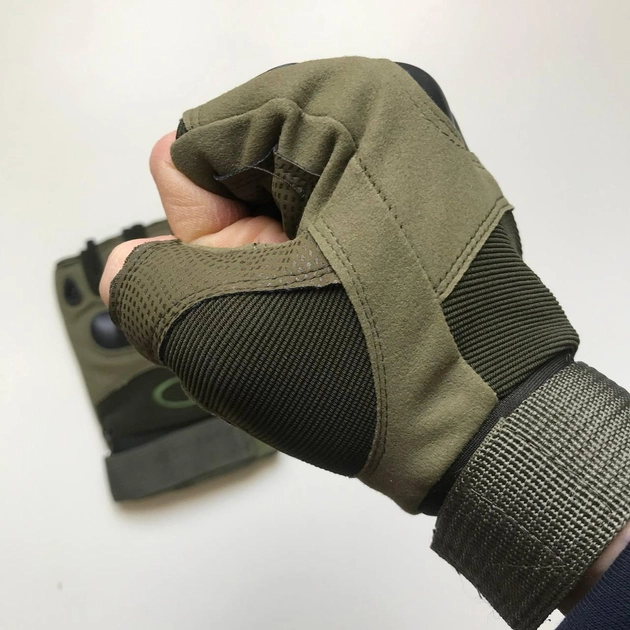 Тактические беспалые перчатки (олива) (размер L) - изображение 2