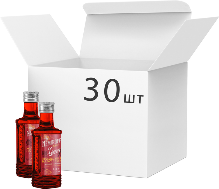 Упаковка настойки Nemiroff Originals Клюква на коньяке 21% 0.1 л х 30 ...