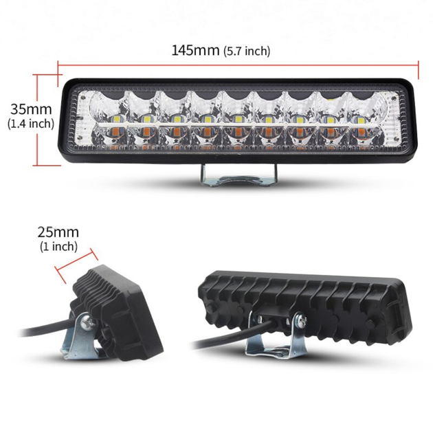 Додаткова світлодіодна LED-фара D21-54W, 18 smd, жовтий, білий, 10-30 B - зображення 4