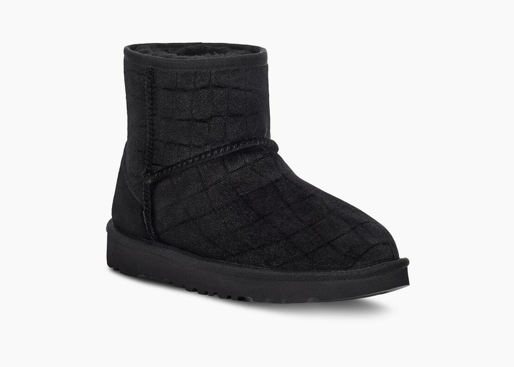 Сапоги женские угги UGG CLASSIC MINI II CROC (размер: 37,5 / US 6,5) 23,5  см черные