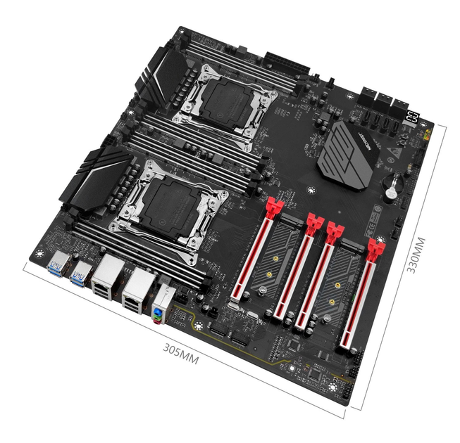 Материнська плата Machinist X99 Dual 8D Max LGA 2011v3 Intel X99, 4x PCI-Ex16, SATA/NVME M.2, 8x DDR4 Xeon E5 V3 V4 - зображення 3