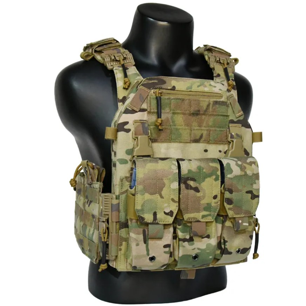 Плитоноска G-Force M8 Military Plate Carrier-Multicam M з потрійним підсумком на 6 магазинів АК з швидким скиданням - зображення 1