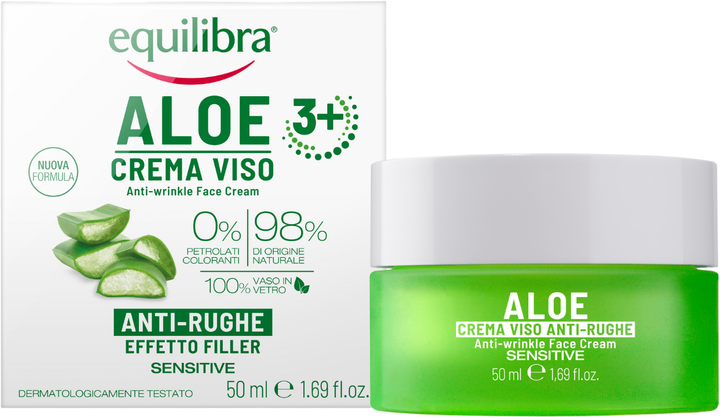 Krem przeciwzmarszczkowy Equilibra efekt wypełnienia Aloesowy ALOE 3+ przeciwstarzeniowy 50 ml (8000137016532) - obraz 1