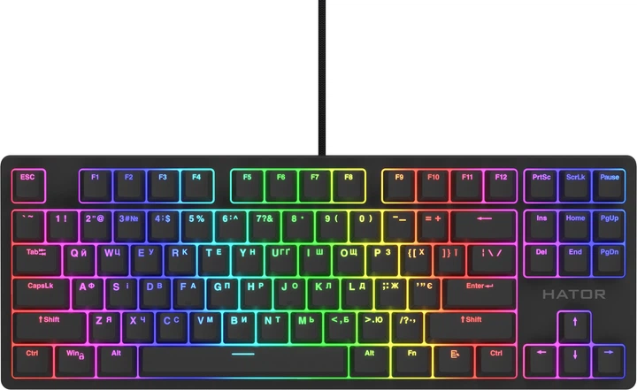 Клавіатура дротова HATOR Rockfall 2 Optica Black TKL Black (HTK
