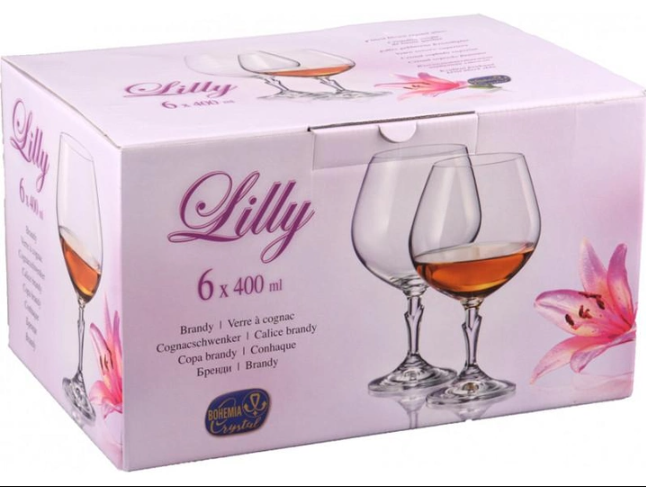 Набір бокалів для коньяку 5шт Bohemia Lilly 400мл - зображення 2