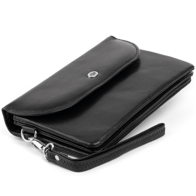 Женский кожаный кошелек-клатч 19х9,5х2,5 см ST Leather Черный ...