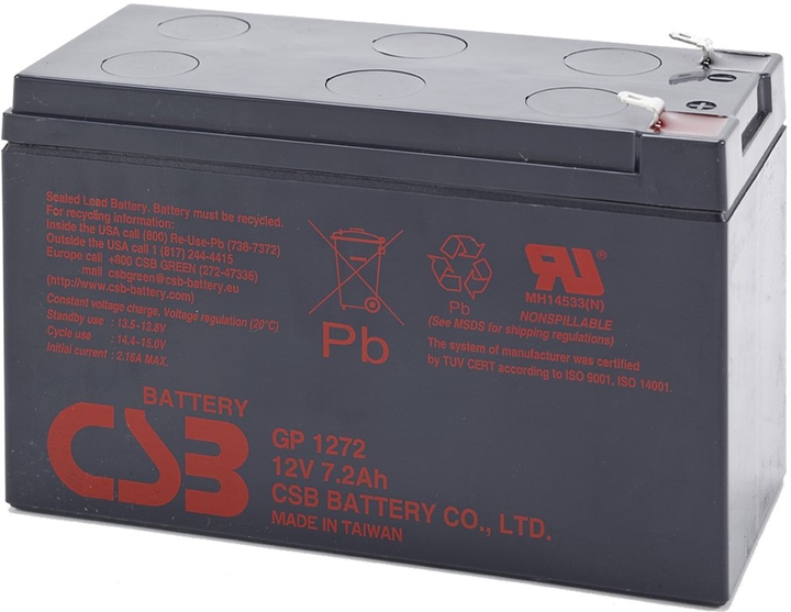 Akumulator CSB 12 V / 7.2 Ah (GP1272F2) - obraz 1