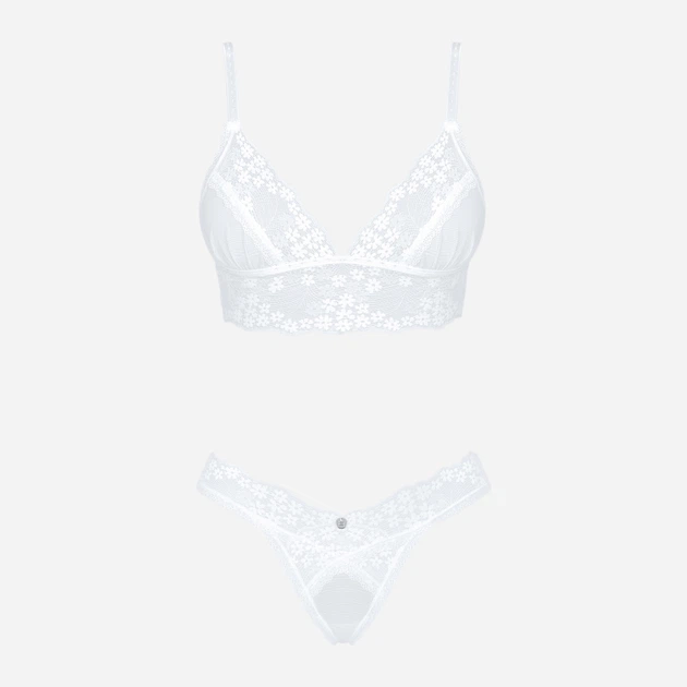 Комплект (бюстгальтер + трусики-стрінги) Obsessive Heavenlly XS/S Білий (5901688252567) - зображення 3