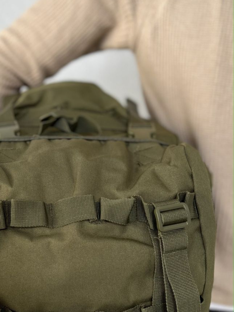 Рюкзак армійський тактичний Kronos Tactics-A21-Oliva військовий універсальний 70 л з дощовиком Оліва - зображення 9