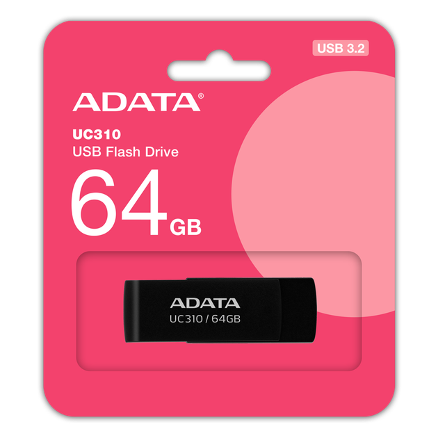 Флеш-накопичувач ADATA USB 3.2 UC310 64Gb Black (UC310-64G-RBK) - Фото 2 Флеш-накопичувач ADATA USB 3.2 UC310 64Gb Black (UC310-64G-RBK) - изображение 2