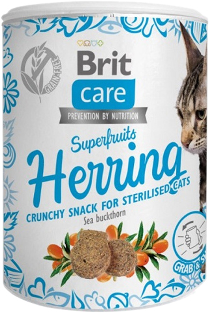 Ласощі для котів Brit Care Cat Snack Superfruits Herring 100 g (8595602555710) - зображення 1