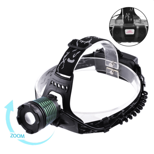 Аккумуляторный налобный фонарик BL-2188 с диодом T6 с зумом (зарядка от 220V/12V ) Black - изображение 2