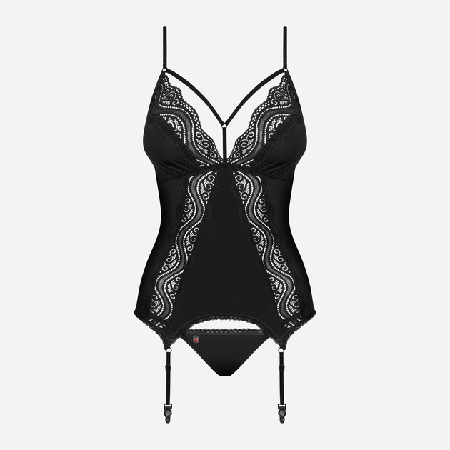 Комплект (корсет + трусики-стрінги) Obsessive Diyosa S/M Чорний (5901688230169) - зображення 5