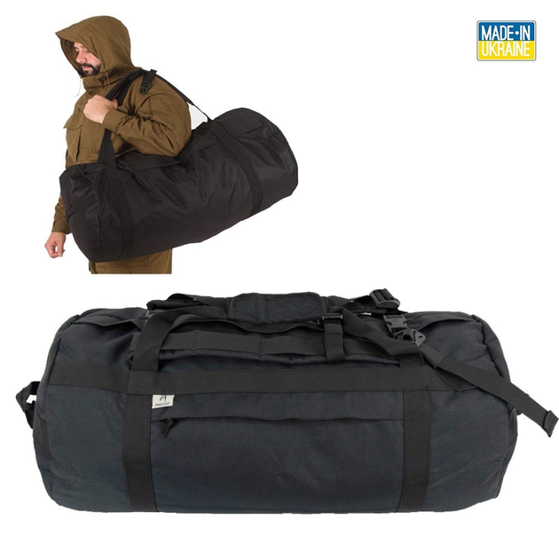Тактическая сумка-баул 65 л Чёрный Оксфорд 600 Д влагозащитный MELGO - изображение 1